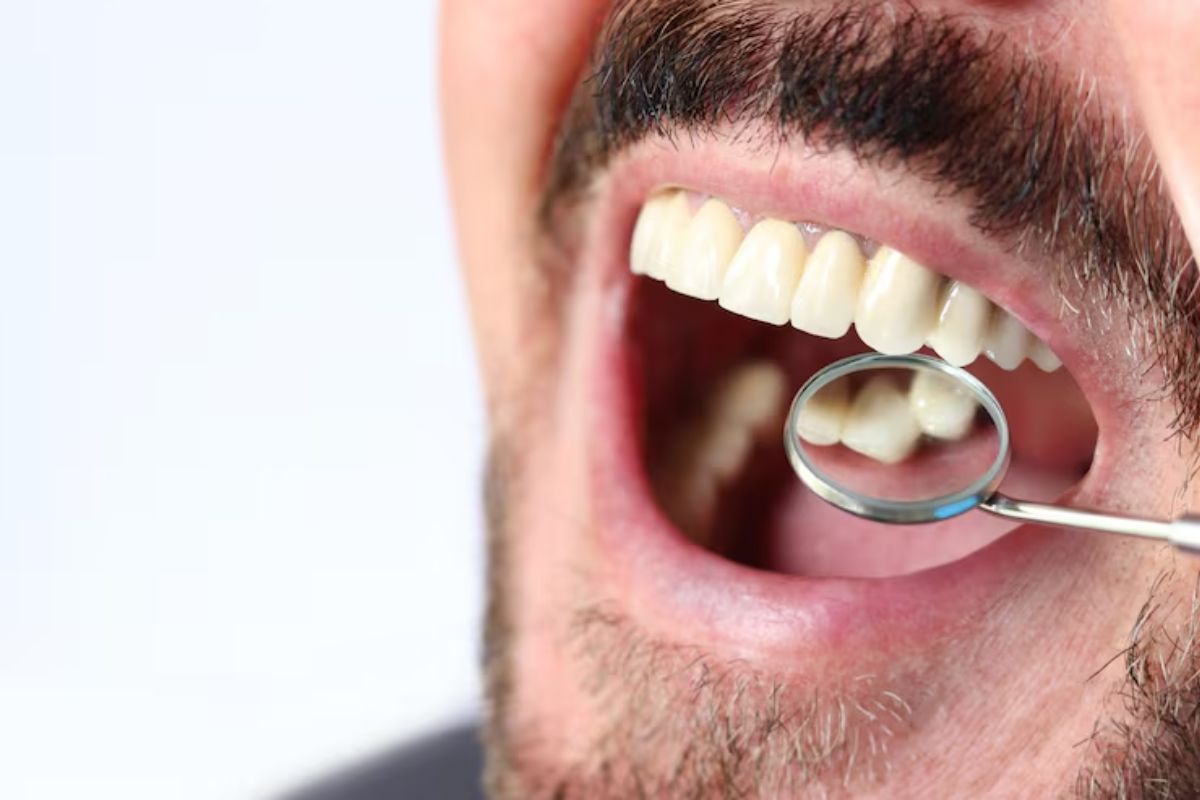 patient receiving dental crown evaluation during a restorative dentistry consultation